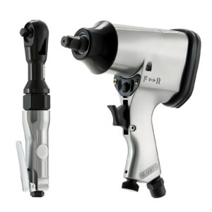 1/2 Air Impact Wrench & 3/8 Ratchet Wrench Combo, 19 Pieces Pro Air Tool And Accessories Kit - Includes 10PCS CR-V Steel Impact Socket Set & Carrying Case For Auto Repair, Home DIY Projects